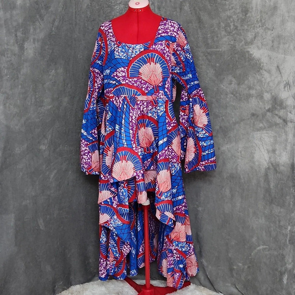 Advance Apparel print dress flare sleeve free size - Picture 1 of 13